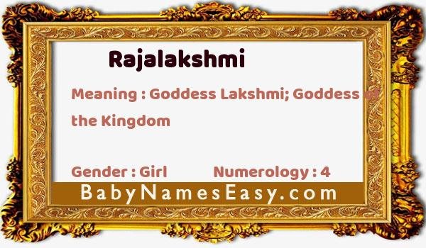 Rajalakshmi name meaning