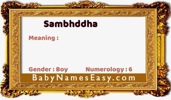 Sambhddha name meaning