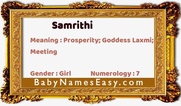 Samrithi name meaning