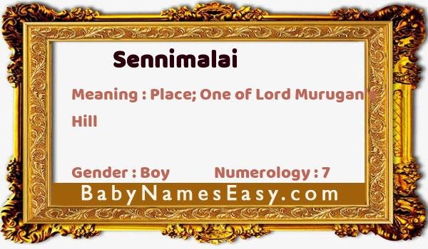 Sennimalai name meaning