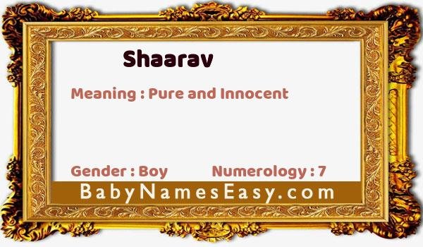Shaarav name meaning