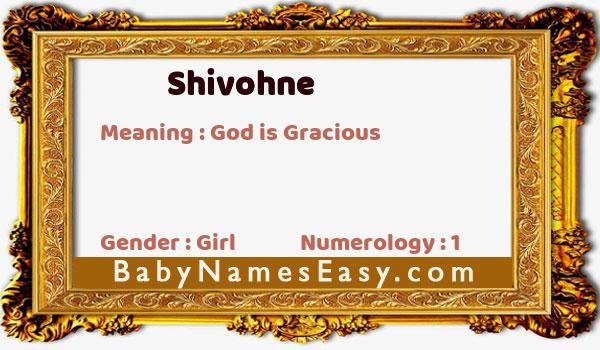 Shivohne name meaning