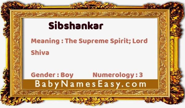 Sibshankar name meaning