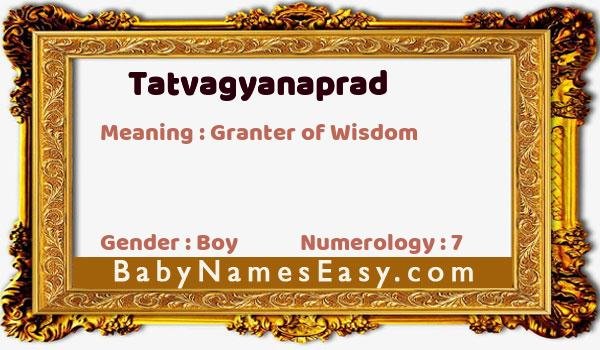 Tatvagyanaprad name meaning