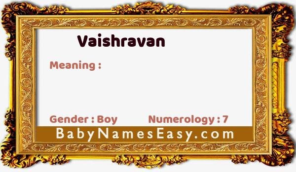 Vaishravan name meaning