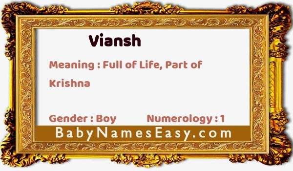 Viansh name meaning