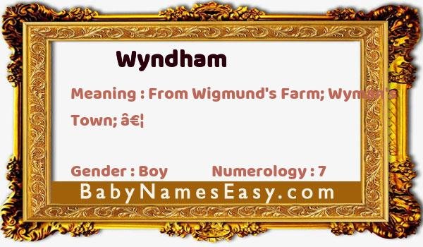 Wyndham name meaning